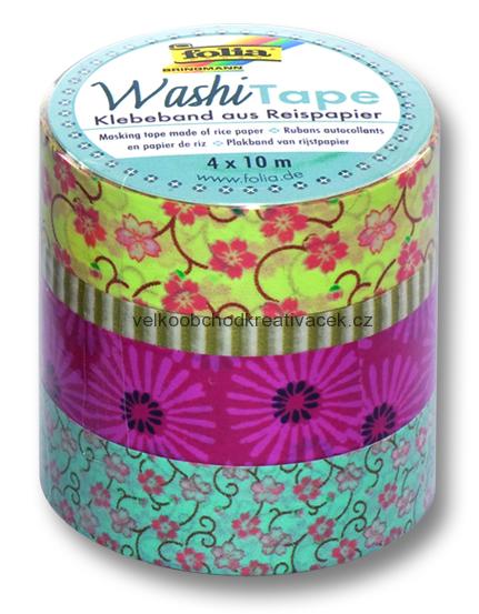 Washi Tape - dekorační lepicí páska - 4 ks Tanec květin
