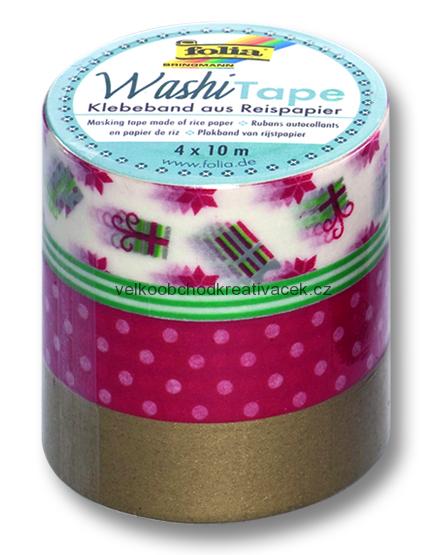 Washi Tape - dekorační lepicí páska - 4 ks Girls Vánoce "klasik"