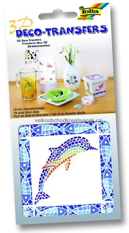 3D dekorativní samolepky - 100 x 100 mm - Mozaika - delfín