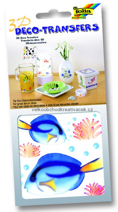 3D dekorativní samolepky - 100 x 100 mm - ryba - modrá