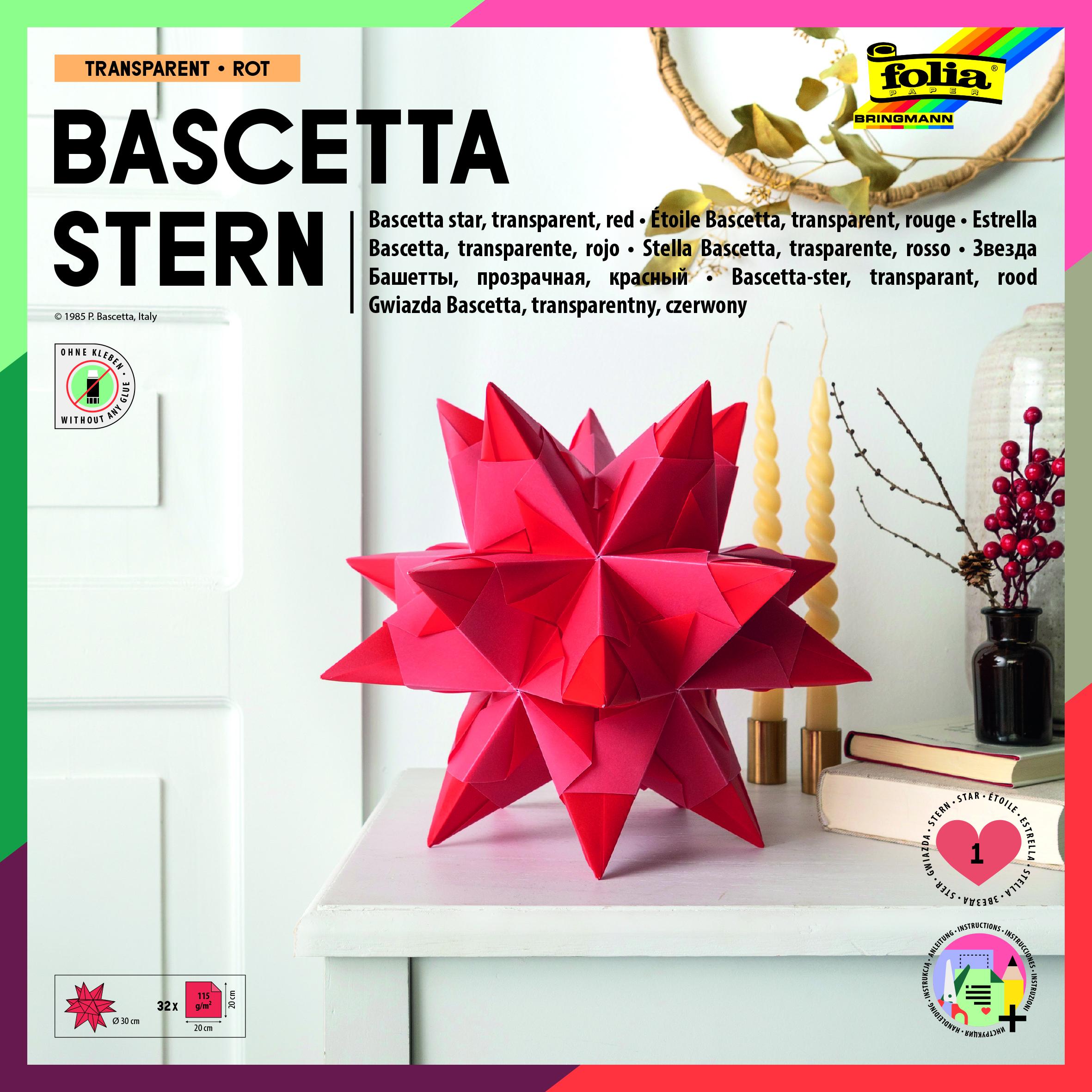 Origami hvězda Bascetta - 32 listů - 20 x 20 cm - 115g/m2