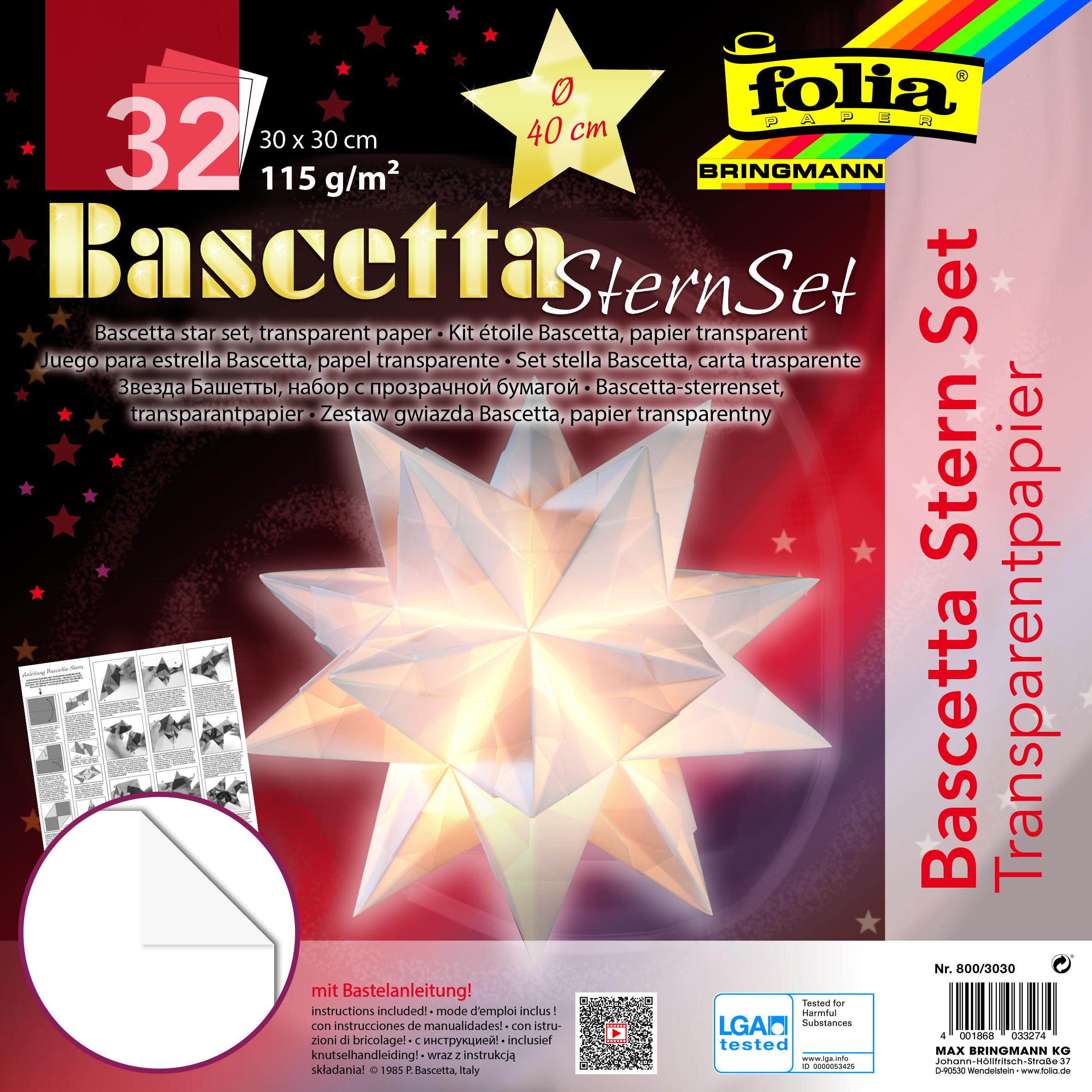 Origami hvězda Bascetta 30 listů 30x30 cm 