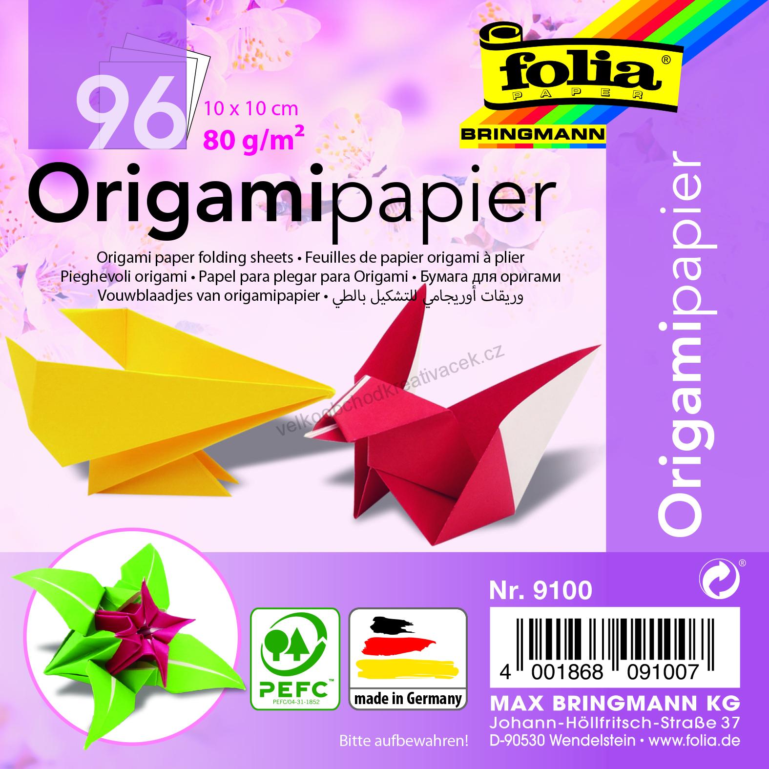 Origami papír 10 x10 cm 96 listů ve 12ti barvách