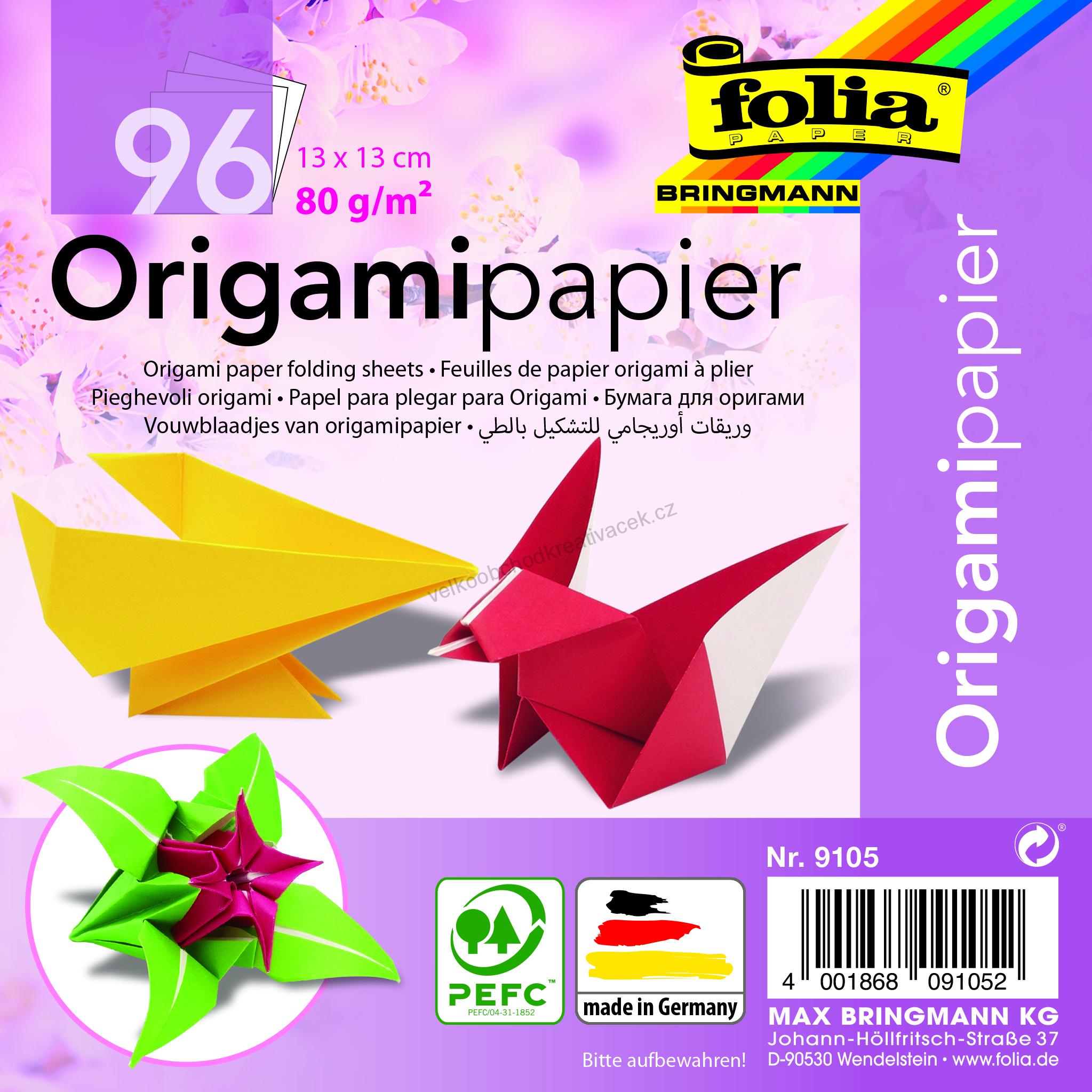 Origami papír 13 x13 cm 96 listů ve 12ti barvách