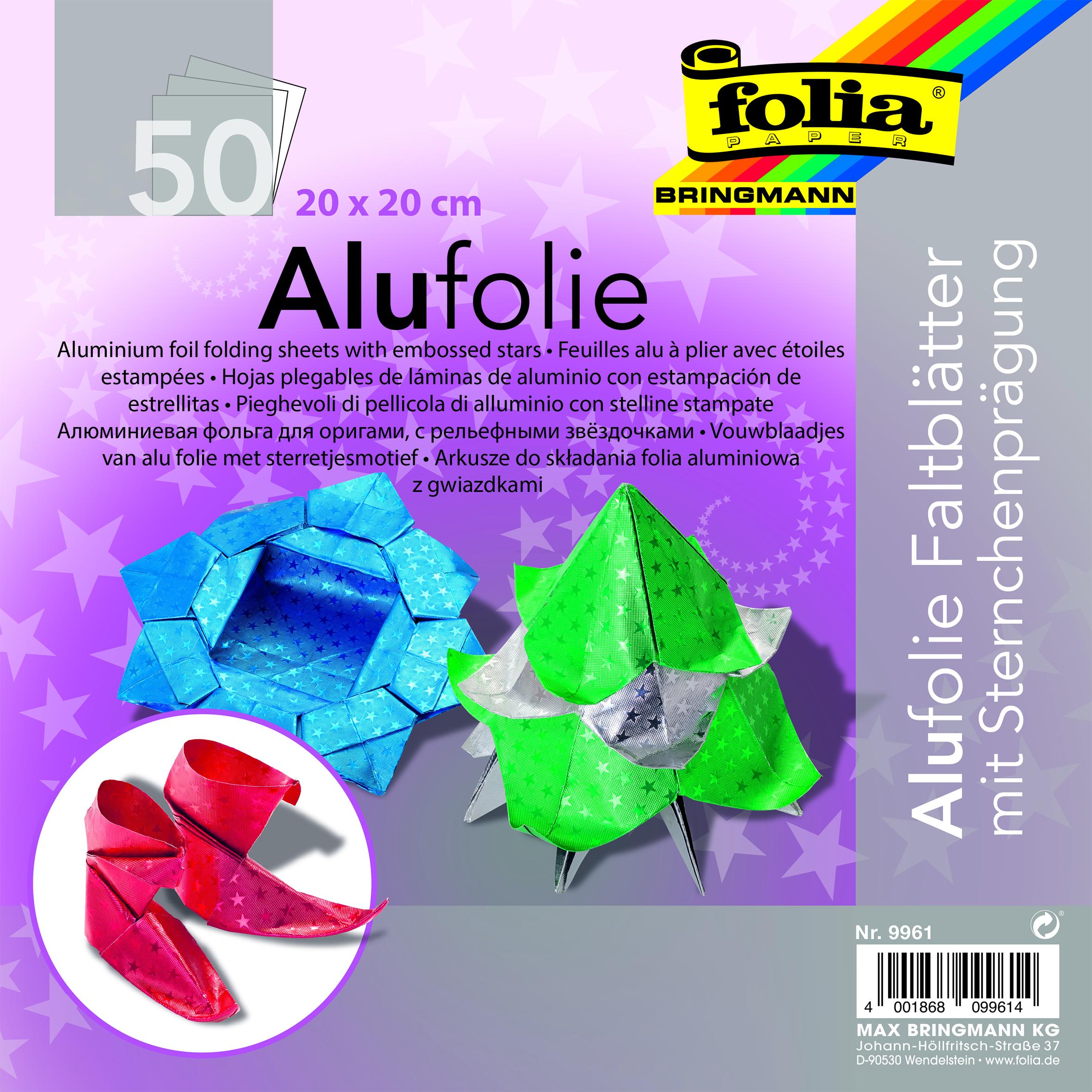 Origami papír 20x20 cm 50 archů z hvězdičkované alufolie v 5 barvách