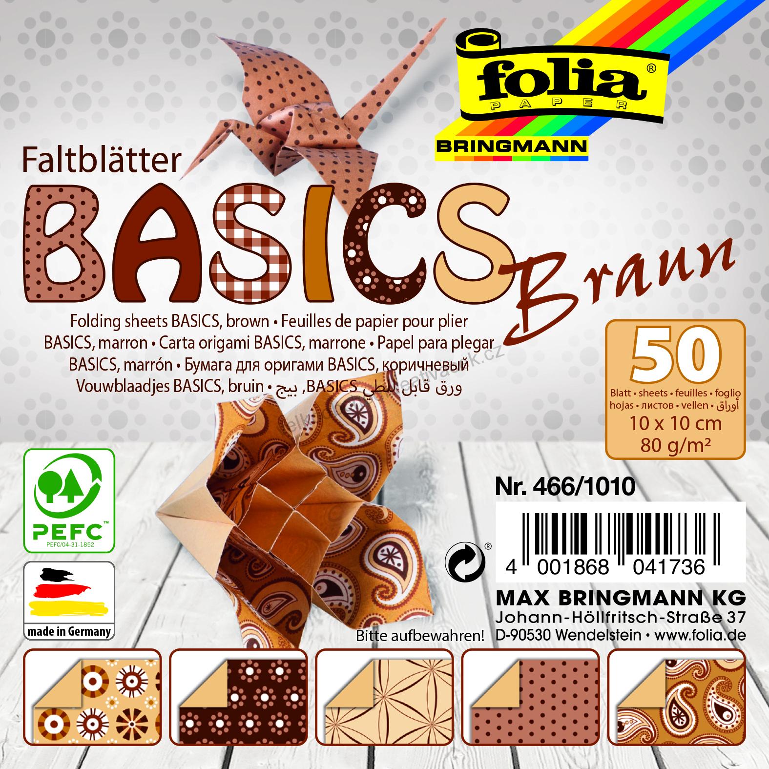 Origami papír Basics hnědá 80g/m2 
