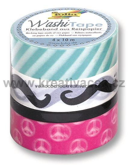 Washi Tape - dekorační lepicí páska - 4 ks - Trend