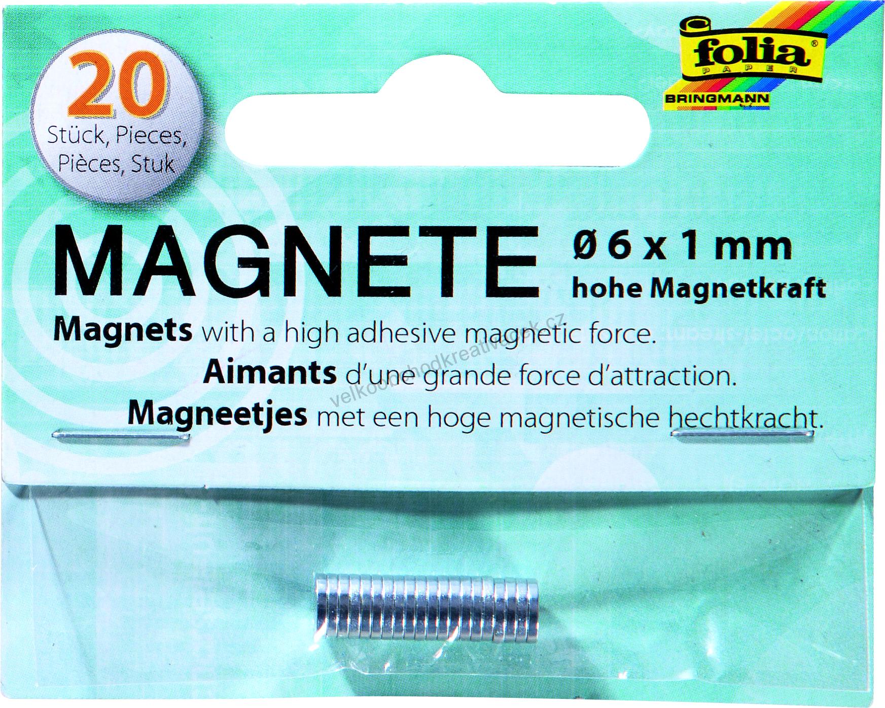 Magnety - mini - 20 ks - průměr 6 mm - tloušťka 1 mm