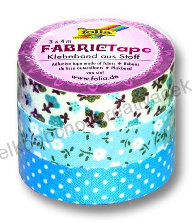 Fabric tape - modrá - 3 roličky
