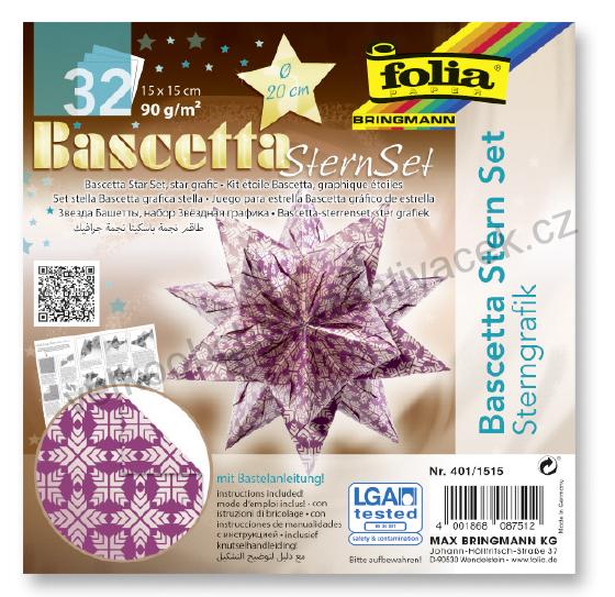 Bascetta - hvězda - "Grafika hvězdy" - 90 g/m2 - fialová/stříbrná