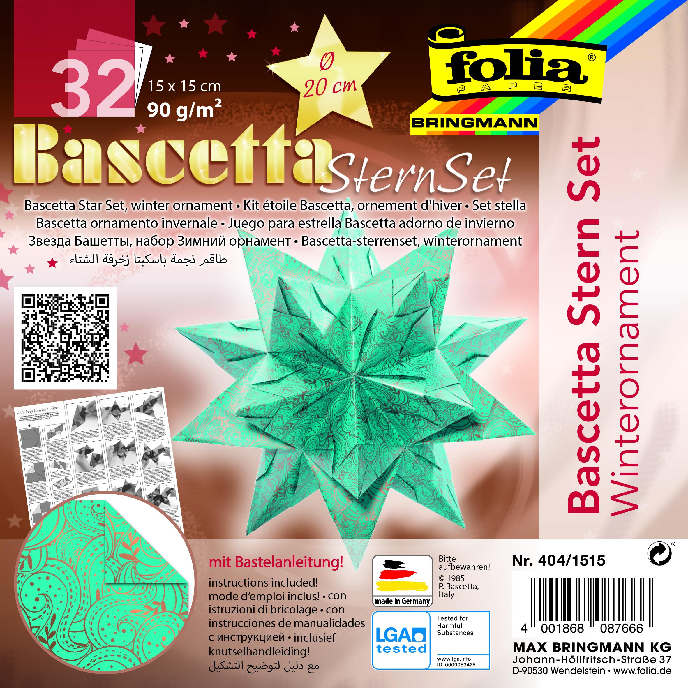 Bascetta - hvězda - "Zimní ornamenty" - 90 g/m2 - tyrkysová/měděná