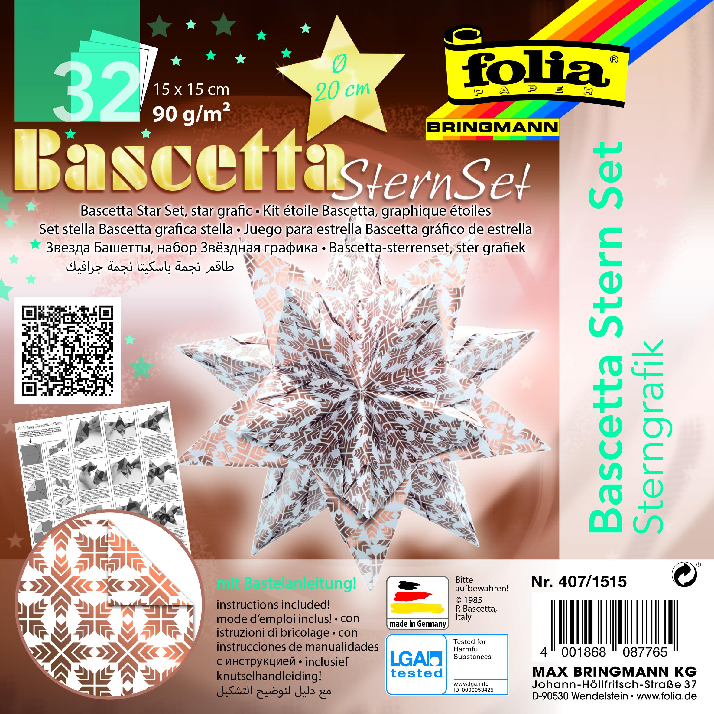 Bascetta - hvězda - "Grafika hvězdy" - 90 g/m2 - bílá/měděná