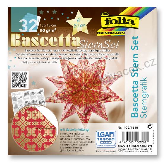 Bascetta - hvězda - "Grafika hvězdy" - červená/zlatá
