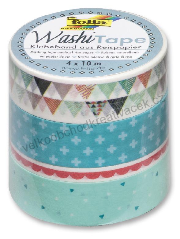Washi Tape - dekorační lepící páska - 4 ks - PASTEL