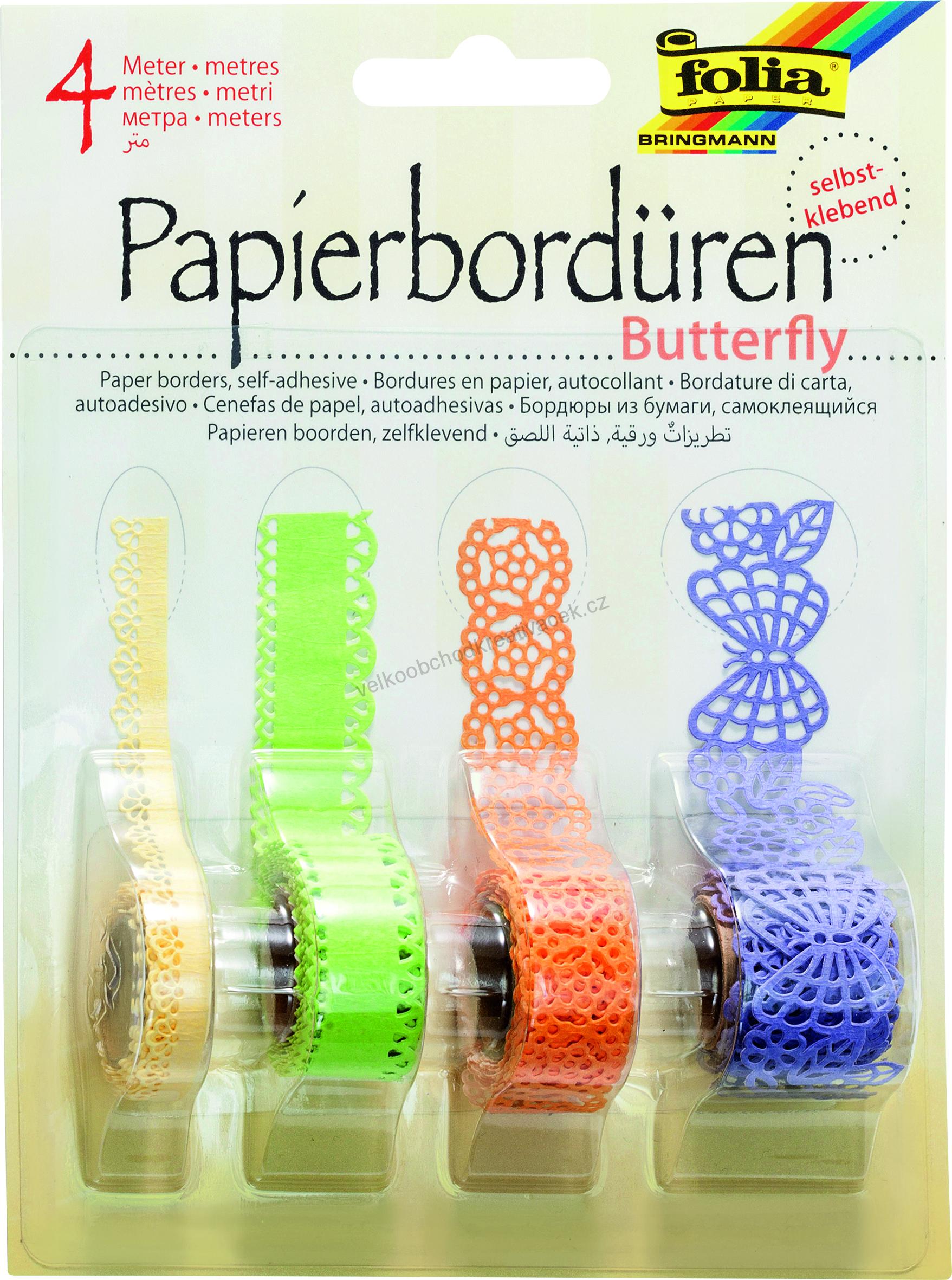 Papírové samolepící bordury - Motýli