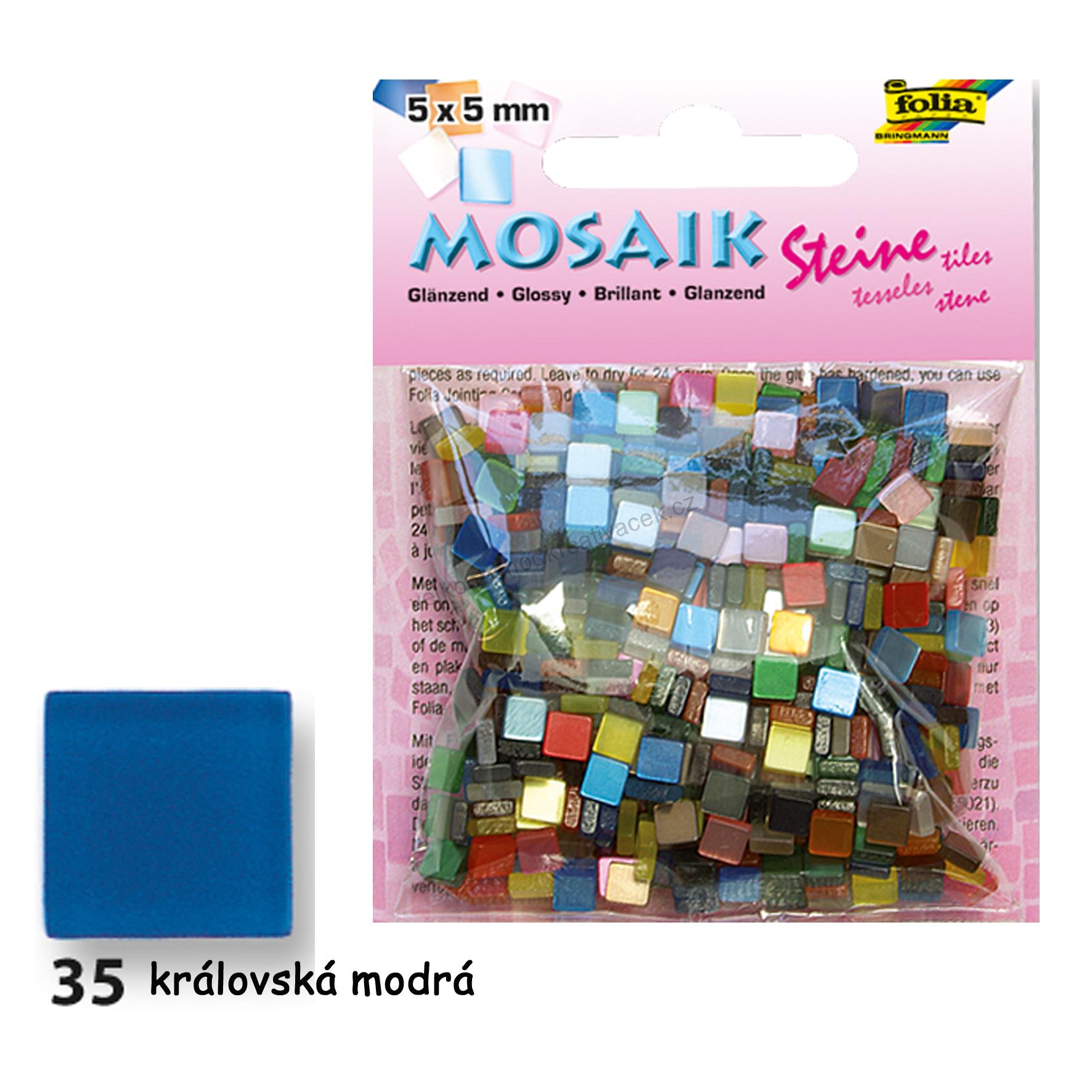 Mozaikové kamínky lesklé 5x5 mm 700 kusů - KRÁLOVSKÁ MODRÁ