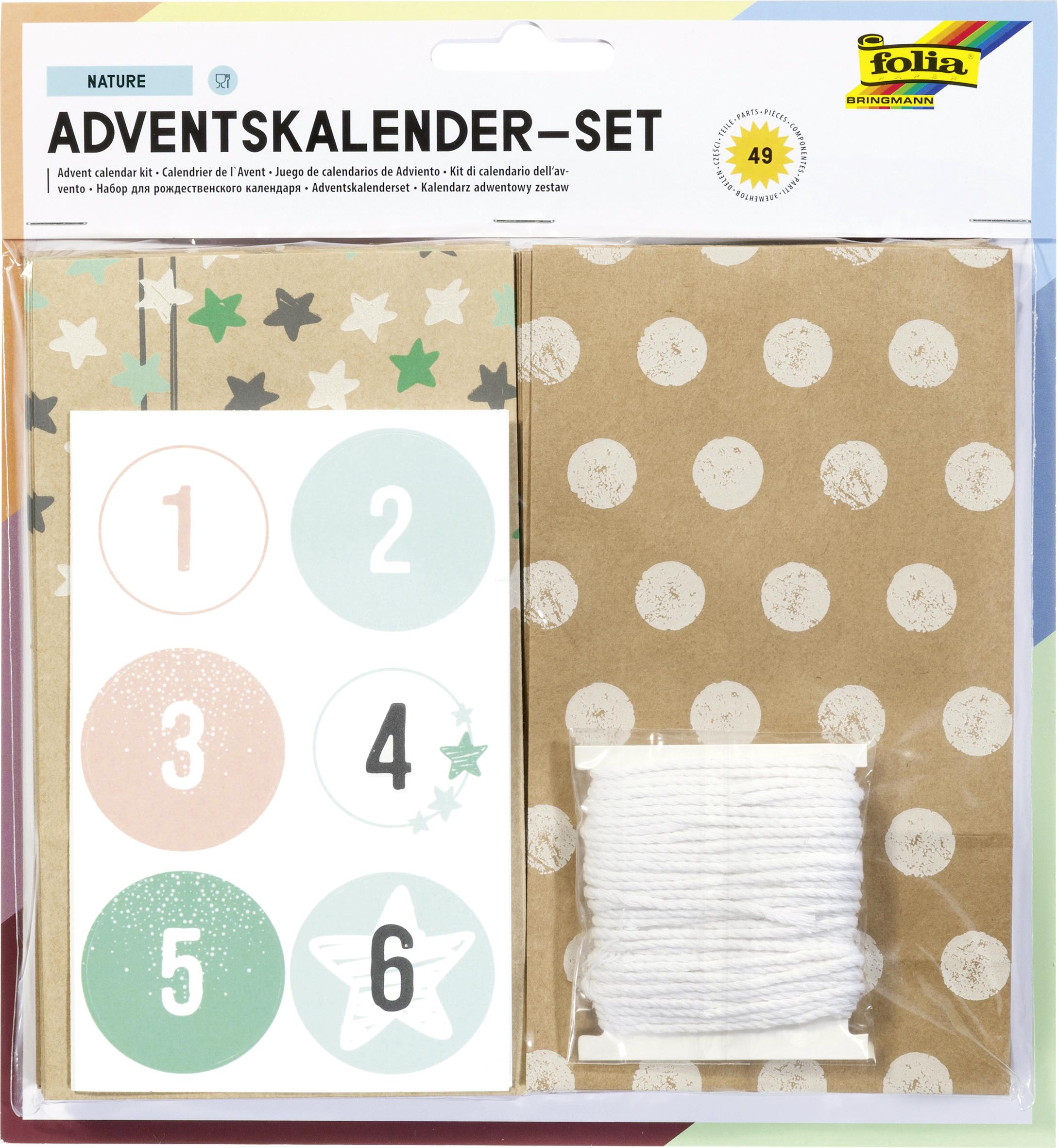 Adventní kalendář - set - papírové sáčky - 49 ks