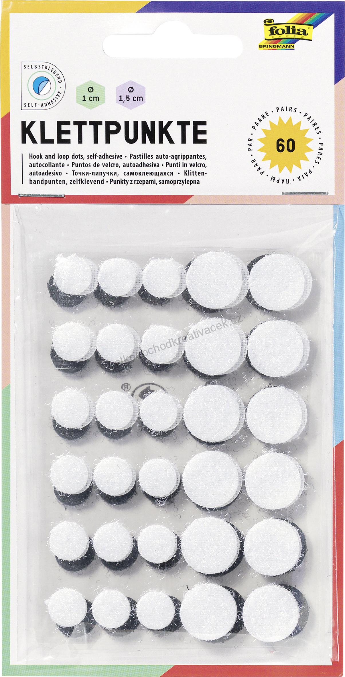 Samolepící suchý zip - puntíky - 60 ks (černé,bílé)