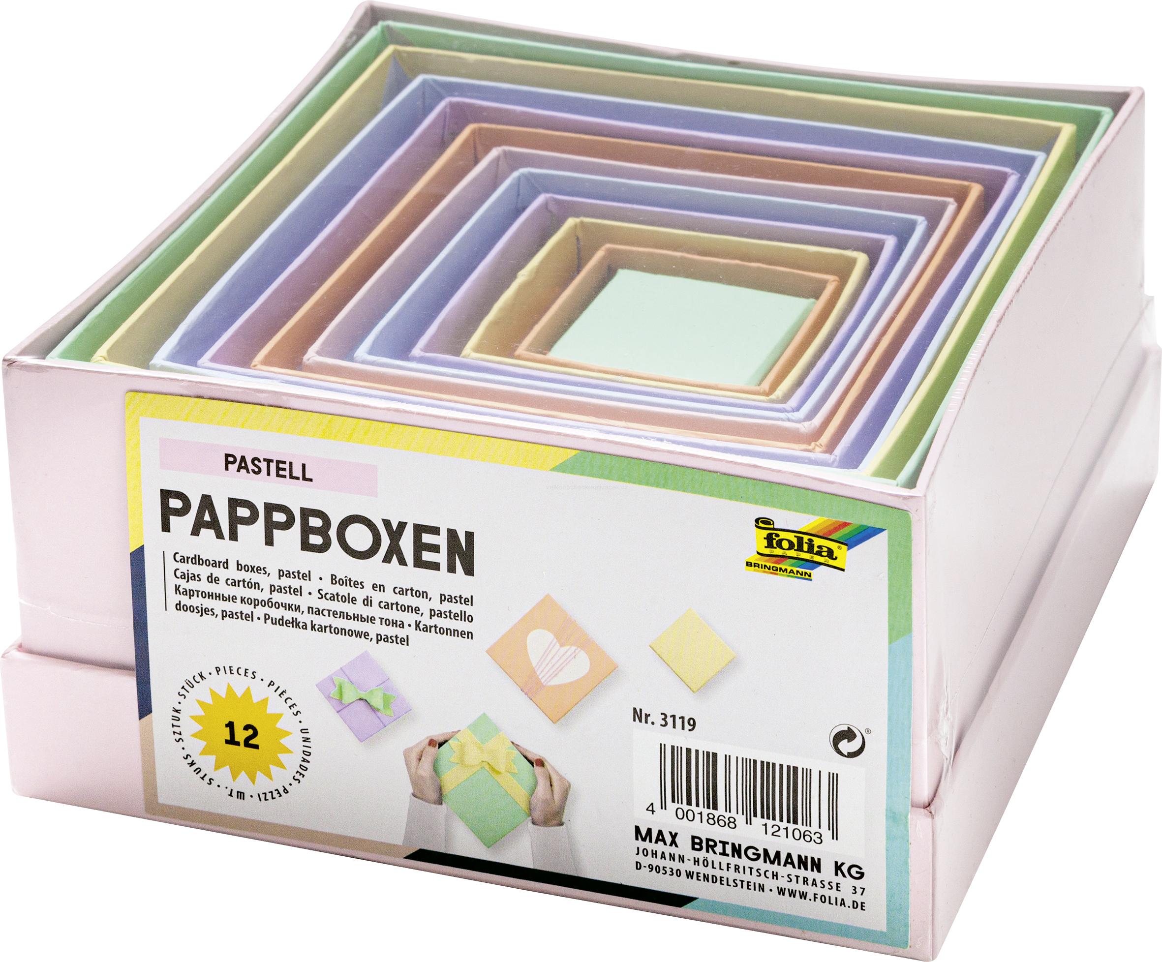Dárkové krabičky 12 ks čtvercové barevné - PASTELOVÉ