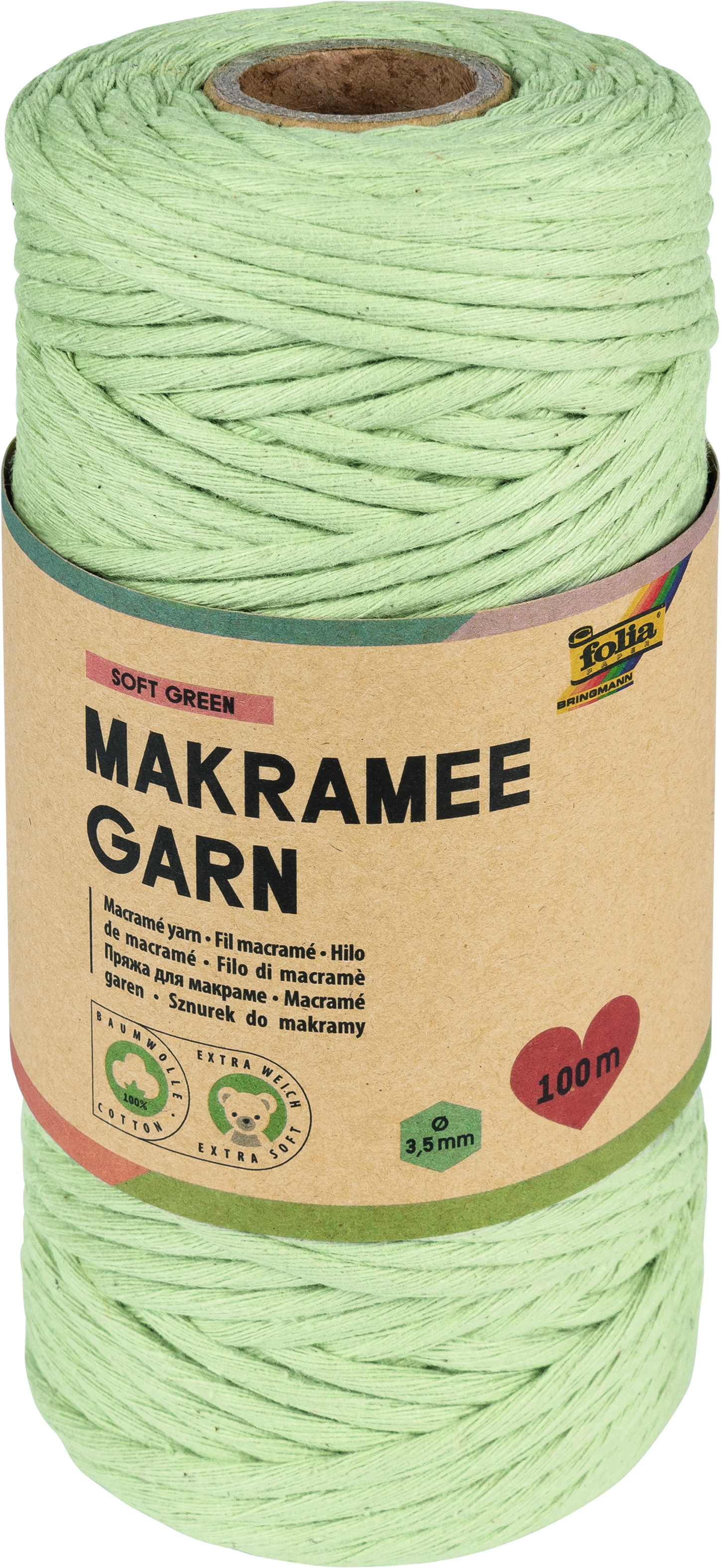 Macramé - příze - SOFT GREEN - zelená