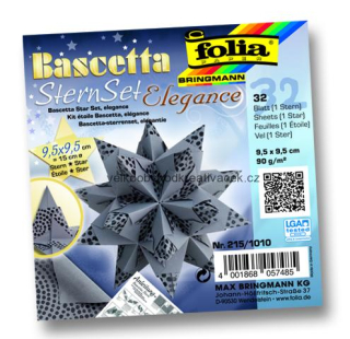 Origami - Bascetta - hvězda - "Elegance" - 90 g/m3 - antracitová