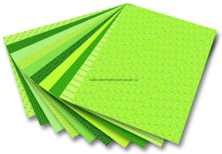 Karton s motivem - Basics zelená- 270g/m2 50x70 cm 10 archů v 10ti motivech