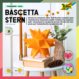 Origami hvězda Bascetta 32 listů 15x15 - žlutá   cm