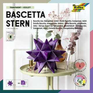 Origami hvězda Bascetta 32 listů 15x15 cm - fialová