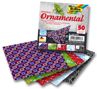 Origami papír - 20 x20 cm - motiv "ornamenty" -  80g/m2 50 archů v 5 motivech