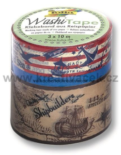 Washi Tape - dekorační lepicí páska - 3 ks - Mořeplavba