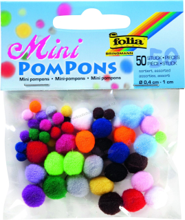 Mini pompony - bambulky - 50 ks mix barev
