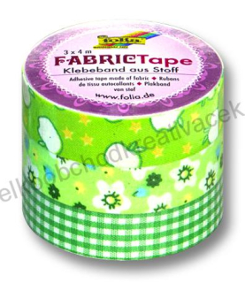 Fabric tape - zelená - 3 roličky