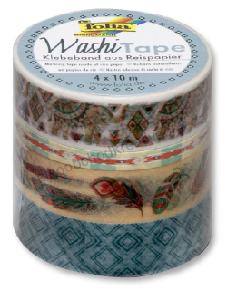Washi Tape - dekorační lepící páska - 4 ks - INDICKÉ MOTIVY