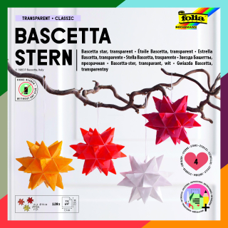 Origami hvězda Bascetta 128 listů -  7,5 x 7,5 cm - 4 barvy