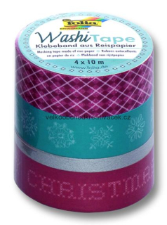 Washi Tape - dekorační lepicí páska - 4 ks Vánoce "retro"