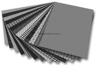 Karton s motivem v černobílé barvě 270g/m2 13 archů formátu 50x70cm 13 motivů 