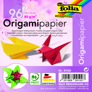 Origami papír - 10  x 10 cm -  96 listů ve 12 barvách
