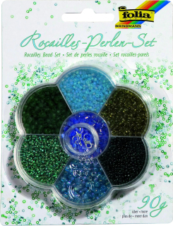 Rokajlové korálky - set - modrá/zelená - 90 g