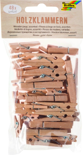 Dřevěné kolíčky - "PŘÍRODNÍ"- 48 ks, různé velikosti
