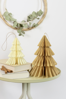 Vánoční dekorace - stromečky - 2 velikosti - perlová bílá, přírodní hnědá