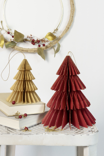 Vánoční dekorace - stromečky - 2 velikosti - červená, přírodní hnědá